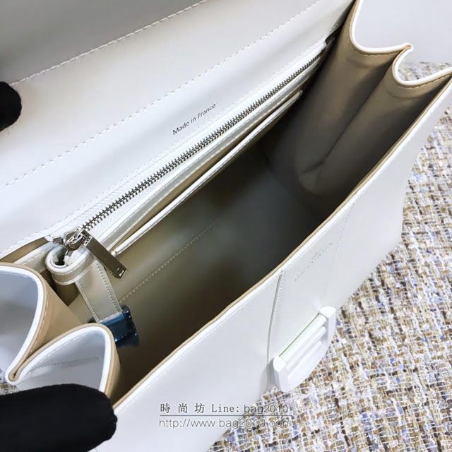 DELVAUX女包 德爾沃Brillant經典款 進口box牛皮 德爾沃女手提包 DV0028象牙白 大號Delvaux單肩包  fcs1110